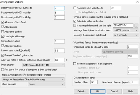 Arrangement Options